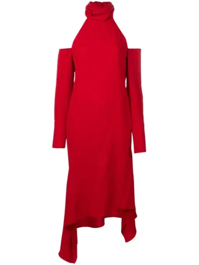 Monse T-neck Drape Hem Dress In Red