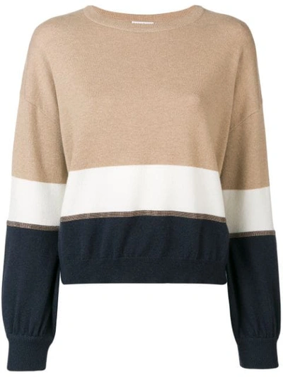 Brunello Cucinelli Slouchy Colour Block Sweater In Neutrals