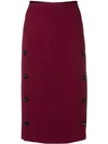 Joseph Side Buttons Pencil Skirt In Red