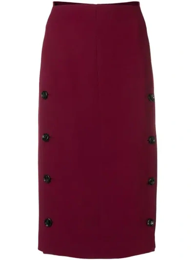 Joseph Side Buttons Pencil Skirt In Red