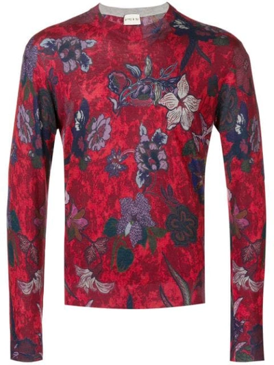 Etro Floral Print Sweater In Red
