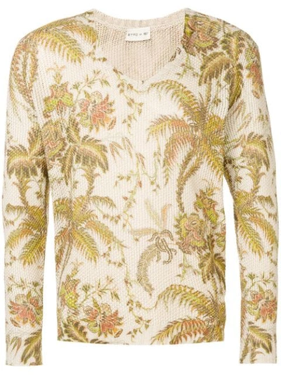 Etro Floral Print Sweater In Neutrals