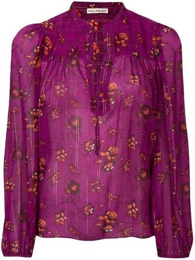 Ulla Johnson Floral Print Blouse In Purple