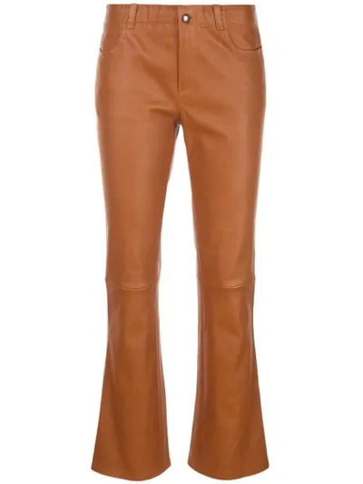 Stouls Regular Fit Leather Trousers In Brown