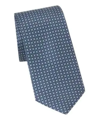 Brioni Concentric Ovals Printed Tie In Blue