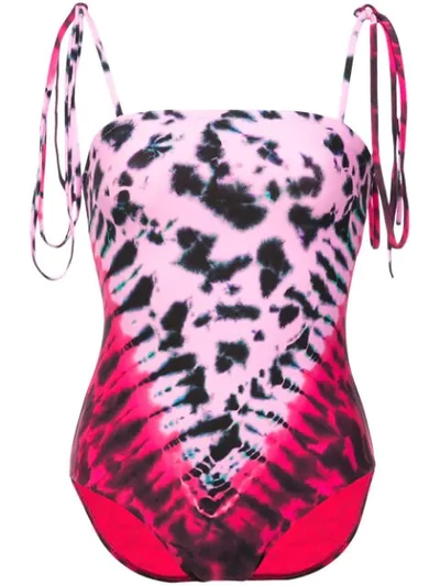 Proenza Schouler Pink Tie-dye Bandeau One-piece Swimsuit