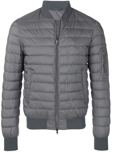 Herno Quilted Bomber Jacket In Grey