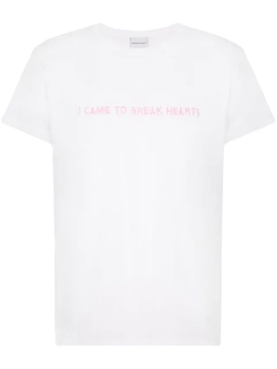 Nasaseasons I Came To Embroidered Cotton T-shirt In White