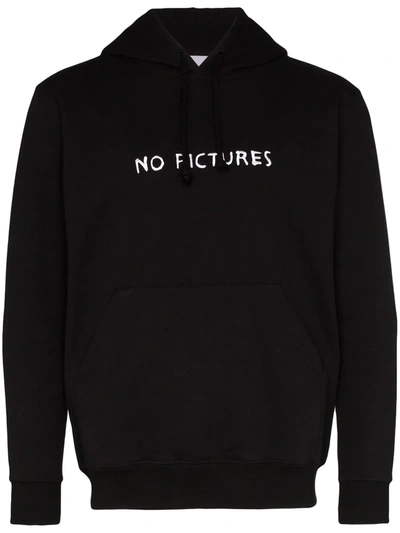 Nasaseasons No Pictures Embroidered Cotton Hoodie In Black