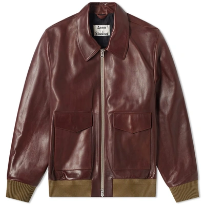 Acne Studios Lazlo Leather Jacket In Brown | ModeSens 