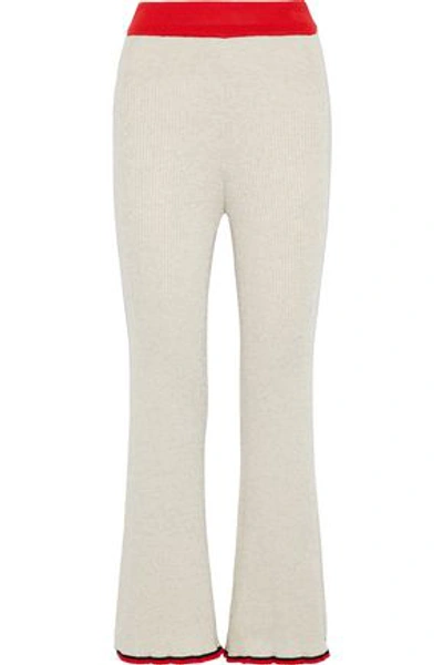 By Malene Birger Woman Trequenci Ribbed-knit Flared Pants Ivory