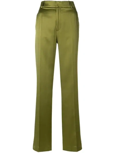 Joseph Ferdy Silk-satin Wide-leg Pants In Green