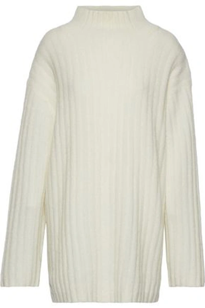By Malene Birger Woman Paprika Oversized Brushed Ribbed-knit Sweater Ivory In Ivory