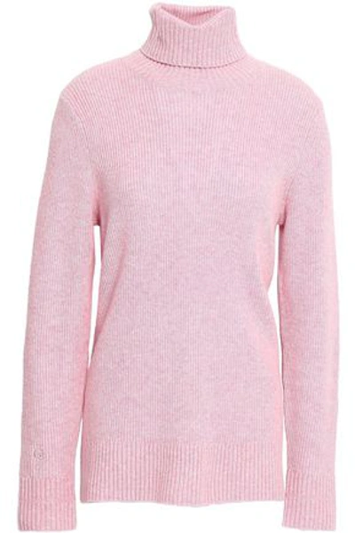 Ganni Woman Mercer Mélange Ribbed Merino Wool-blend Turtleneck Sweater Baby Pink