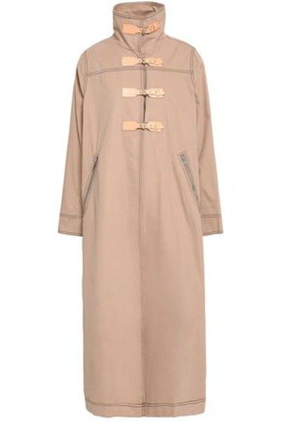 Ganni Cotton Trench Coat In Sand