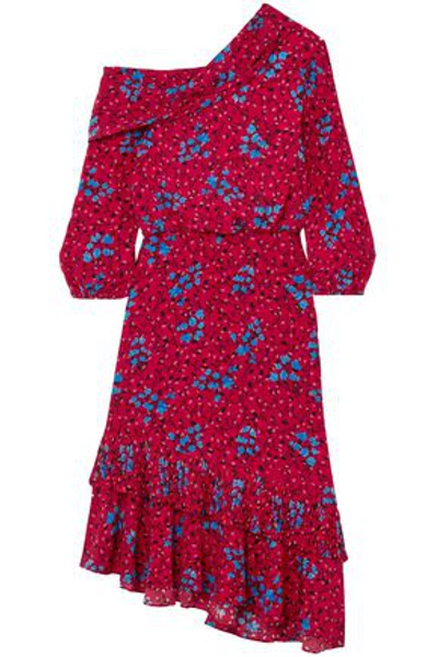 Saloni Woman One-shoulder Silk-crepe Dress Claret