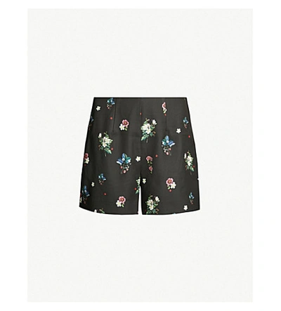 Ted Baker Naomii Floral-print Crepe Shorts In Black