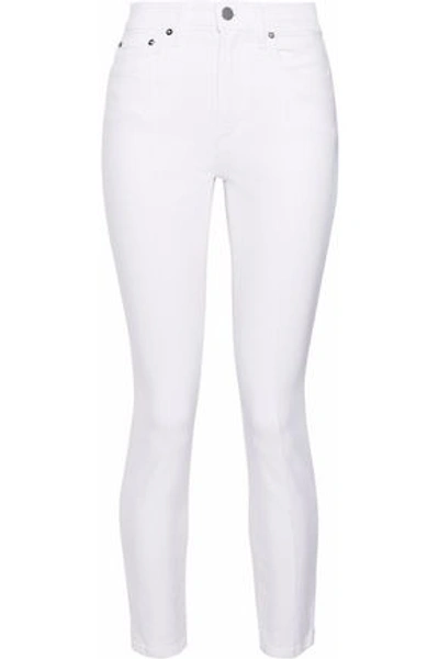 Alice And Olivia Good Cropped High-rise Skinny Jeans In White