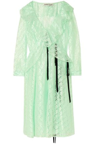 Sandy Liang Carmen Ruffled Lace Midi Dress In Mint