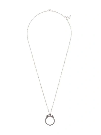 Raf Simons Can Tab Necklace In Silver