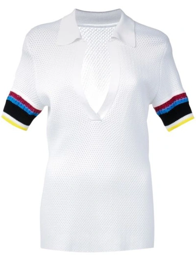 Proenza Schouler Colourblock Cotton Polo In Off White Combo