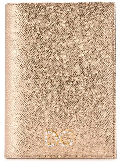 Dolce & Gabbana Metallic Passport Holder In Gold