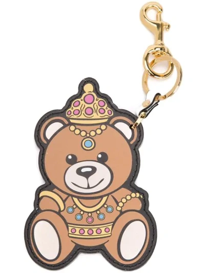 Moschino Teddy Bear Leather Key Holder In White