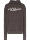 Rhude Black Crystal Logo Hoodie In Gray