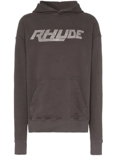 Rhude Black Crystal Logo Hoodie In Gray