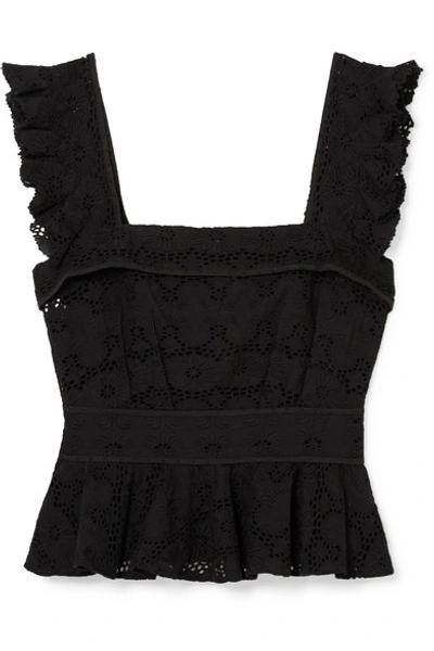 Anna Mason Ingrid Broderie Anglaise Cotton Top In Black