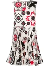 Red Valentino Printed Sleeveless Pleated Silk Crepe De Chine Dress In Neutrals