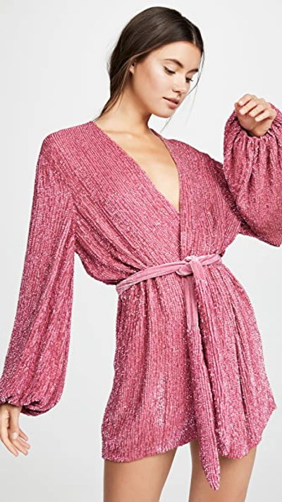 Retroféte Gabrielle Metallic Satin Robe In Pastel Pink | ModeSens