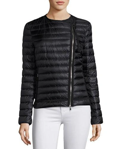 Moncler Amy Quilted Collarless Jacket In Ebony