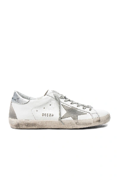 Golden Goose Leather Superstar Low Sneakers In White & Silver