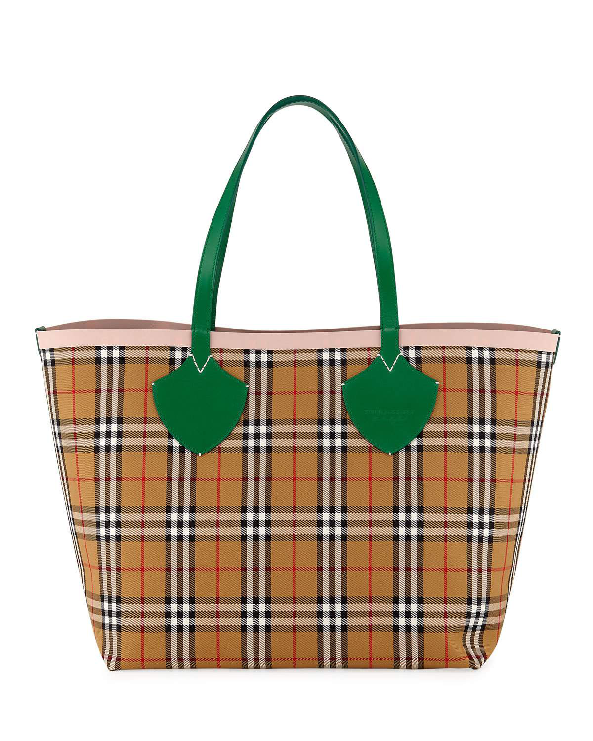 Burberry Giant Reversible Vintage Check Tote Bag In Green Pattern | ModeSens