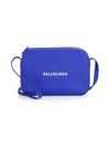 Balenciaga Leather Logo Camera Bag In Bleu
