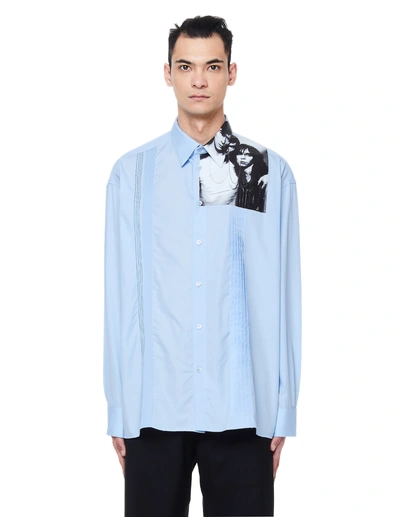 Raf Simons Cotton Printed Shirt In Blue