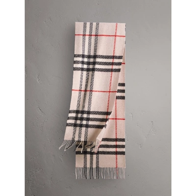 Burberry The Classic Check Cashmere Scarf In Stone Check