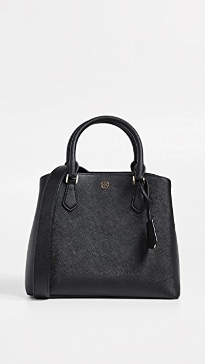 Tory Burch Robinson Medium Triple Compartment Tote In Black ModeSens
