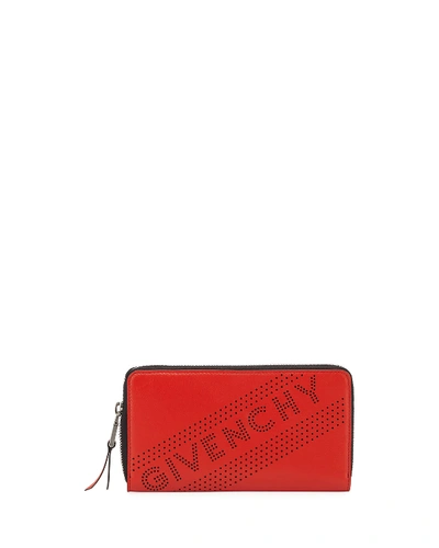Givenchy Emblem Leather Zip-around Wallet In White
