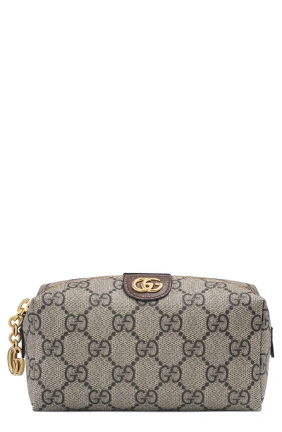 Gucci Ophidia Mini Gg Supreme Cosmetics Clutch Bag In Beige Ebony/ New Acero