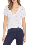 Rails Cara Heart V-neck Short-sleeve T-shirt In White Red Hearts