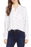 Rails Rocsi Heart Button-down Long-sleeve Shirt In White Red Hearts