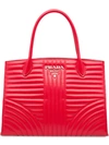 Prada Diagramme Leather Handbag - Red