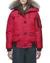 Canada Goose Chilliwack Down Bomber Jacket W/ Fur Hood In Red