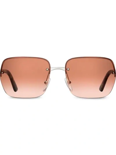 Prada Square Frame Sunglasses In F02f1 Coral Gradient Lenses