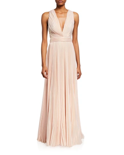 Zuhair Murad Marylin Plisse Sleeveless Gown In Mauve