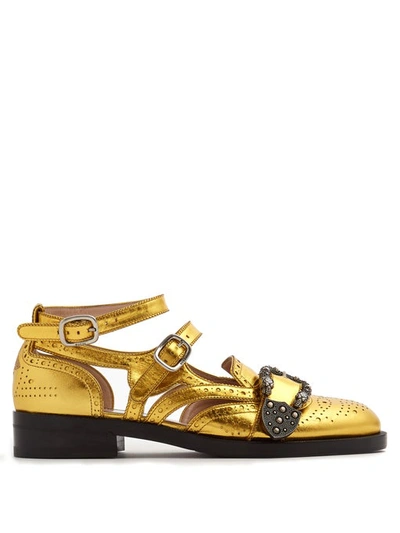Gucci Queencore Dionysus Leather Loafers In Gold
