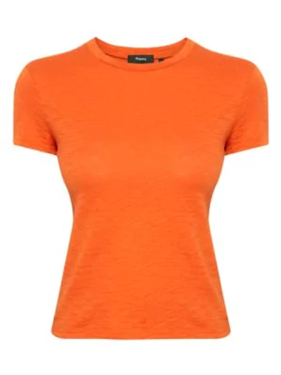 Theory Tiny Tee 2 Nebulous Organic Cotton Top In Fire Opal