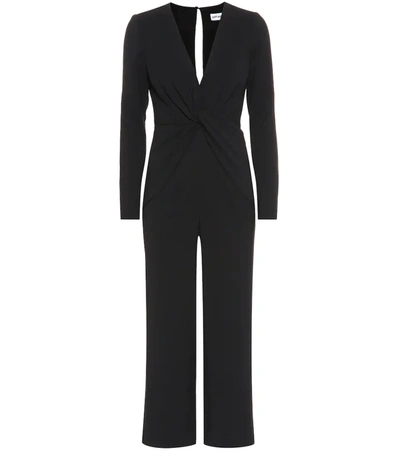 Self-portrait Cropped Cutout Crepe Jumpsuit In Black